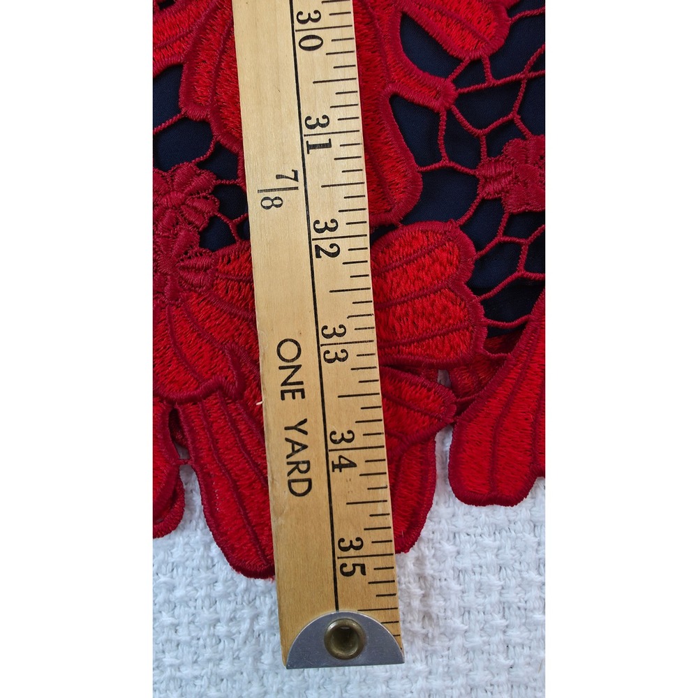 Tory Burch Dress Women 6 Red Guipure Lace Bell Sleeve Mini Floral - Picture 7 of 12